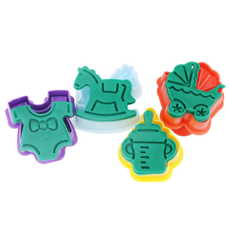 Strumenti per pressare il fondente per stampi per biscotti 3D 4 in 1 della serie Baby, consegna casuale dei colori, 4 in 1  3D Baby Series