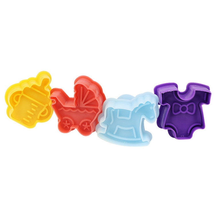 Strumenti per pressare il fondente per stampi per biscotti 3D 4 in 1 della serie Baby, consegna casuale dei colori, 4 in 1  3D Baby Series