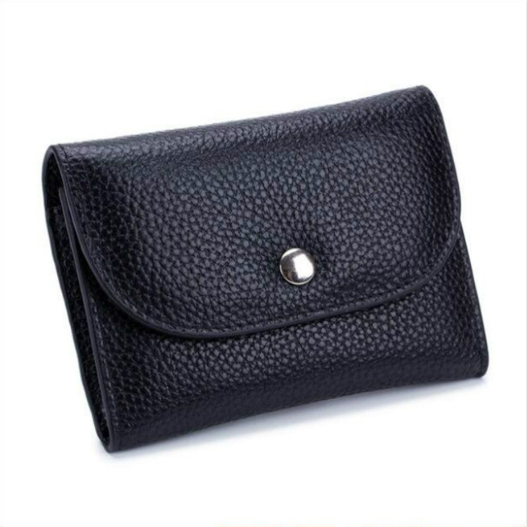 Porta carte di credito corto mini sottile in pelle primo fiore Tasca portamonete con cerniera, Black, Blue, Pink, Big Red, Gray