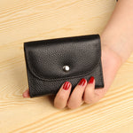 Porta carte di credito corto mini sottile in pelle primo fiore Tasca portamonete con cerniera, Black, Blue, Pink, Big Red, Gray