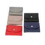 Porta carte di credito corto mini sottile in pelle primo fiore Tasca portamonete con cerniera, Black, Blue, Pink, Big Red, Gray