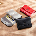 Porta carte di credito corto mini sottile in pelle primo fiore Tasca portamonete con cerniera, Black, Blue, Pink, Big Red, Gray