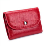 Porta carte di credito corto mini sottile in pelle primo fiore Tasca portamonete con cerniera, Black, Blue, Pink, Big Red, Gray