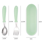 Set da 3 pezzi con scatola per cucchiaio e forchetta in acciaio inossidabile 304. Set di stoviglie per la scuola materna per bambini