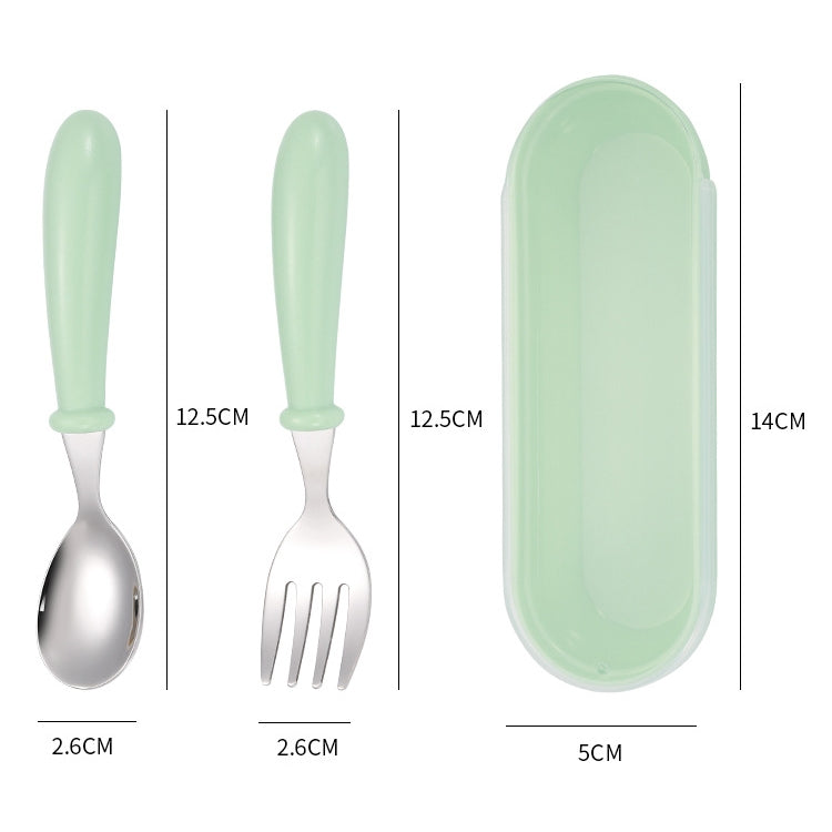 Set da 3 pezzi con scatola per cucchiaio e forchetta in acciaio inossidabile 304. Set di stoviglie per la scuola materna per bambini