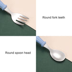 Set da 3 pezzi con scatola per cucchiaio e forchetta in acciaio inossidabile 304. Set di stoviglie per la scuola materna per bambini