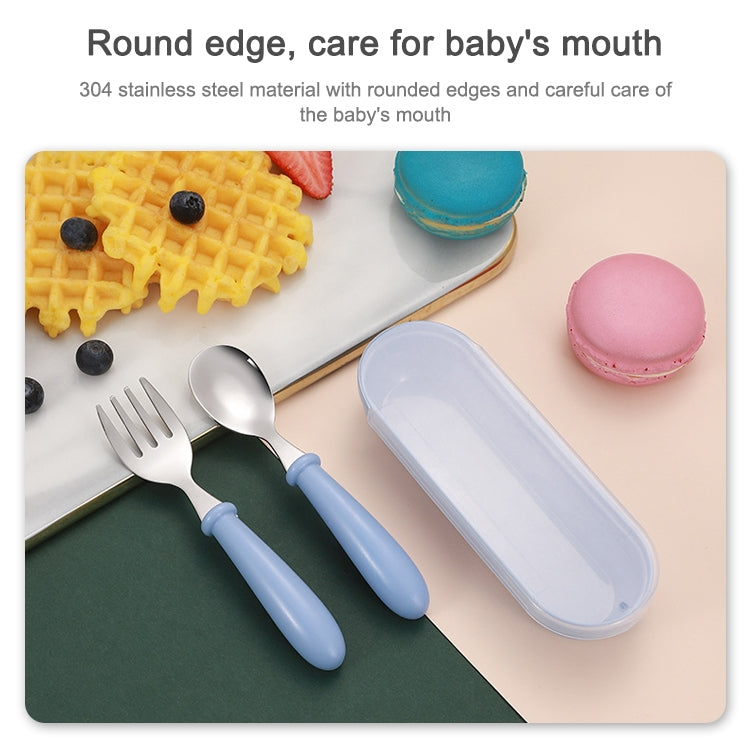 Set da 3 pezzi con scatola per cucchiaio e forchetta in acciaio inossidabile 304. Set di stoviglie per la scuola materna per bambini