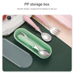 Set da 3 pezzi con scatola per cucchiaio e forchetta in acciaio inossidabile 304. Set di stoviglie per la scuola materna per bambini