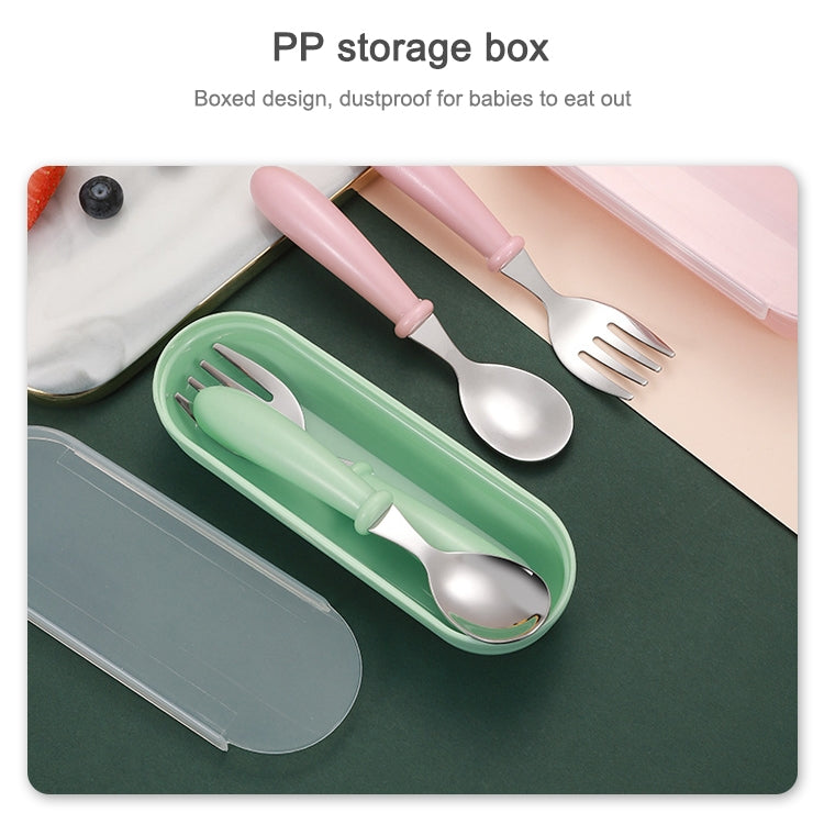 Set da 3 pezzi con scatola per cucchiaio e forchetta in acciaio inossidabile 304. Set di stoviglie per la scuola materna per bambini
