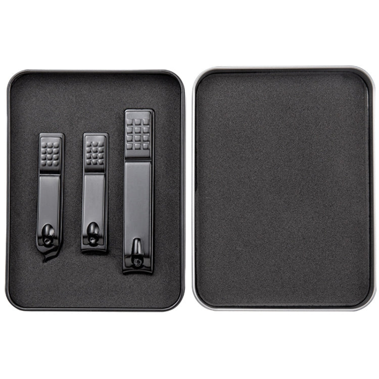 2 pezzi 3 in 1 set di cesoie per unghie in titanio di colore nero strumento per manicure esfoliante, Black (Iron Box), Color Titanium (Iron Box)