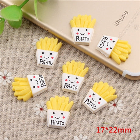 10 pezzi di patatine fritte in resina per bambini accessori fai da te, 10 PCS DIY French Fries