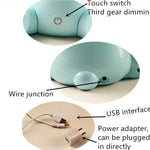 Lampada da comodino con controllo touch dimmerabile a 3 modalità di coniglio LED simpatico cartone animato alla moda, spina americana