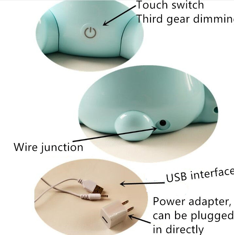 Lampada da comodino con controllo touch dimmerabile a 3 modalità di coniglio LED simpatico cartone animato alla moda, spina americana
