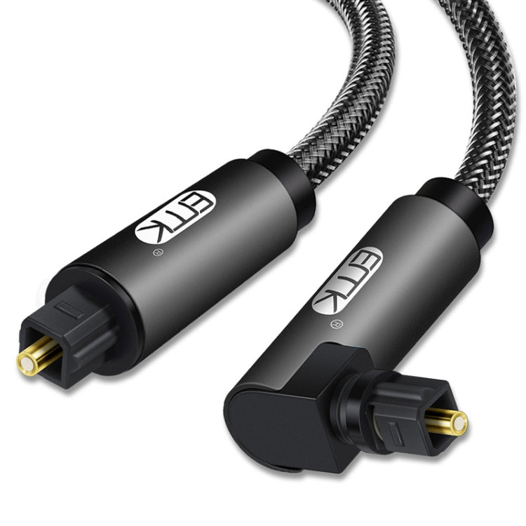 Cavo audio ottico EMK girevole da 90 gradi regolabile ad angolo retto ruotabile di 360 gradi con spina in nylon intrecciato, 1m(Black), 1.5m(Black), 2m(Black), 3m(Black), 5m(Black), 8m(Black), 10m(Black), 15m(Black), 20m(Black), 25m(Black), 30m(Black)