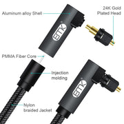 Cavo audio ottico EMK girevole da 90 gradi regolabile ad angolo retto ruotabile di 360 gradi con spina in nylon intrecciato, 1m(Black), 1.5m(Black), 2m(Black), 3m(Black), 5m(Black), 8m(Black), 10m(Black), 15m(Black), 20m(Black), 25m(Black), 30m(Black)