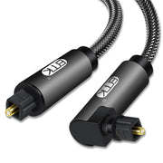 Cavo audio ottico EMK girevole da 90 gradi regolabile ad angolo retto ruotabile di 360 gradi con spina in nylon intrecciato, 1m(Black), 1.5m(Black), 2m(Black), 3m(Black), 5m(Black), 8m(Black), 10m(Black), 15m(Black), 20m(Black), 25m(Black), 30m(Black)