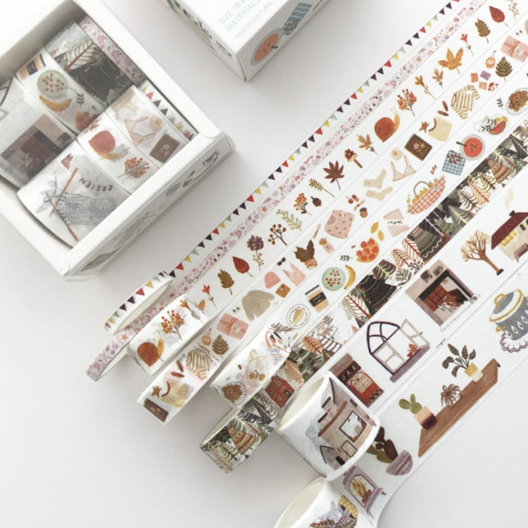 Set di 8 rotoli/scatola di nastri di carta per manuali di base, set di materiali per piccoli nastri decorativi fai-da-te per ragazze fresche, adesivi per conti a mano antichi, (Life, Green, Blue Rhythm, Dream Love, Fruity Time, Dreamland