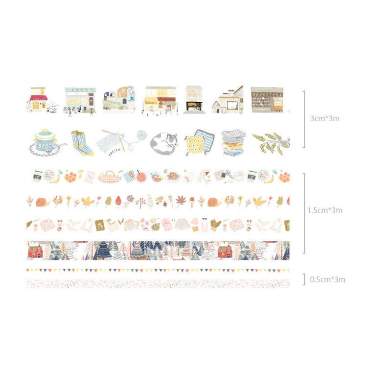 Set di 8 rotoli/scatola di nastri di carta per manuali di base, set di materiali per piccoli nastri decorativi fai-da-te per ragazze fresche, adesivi per conti a mano antichi, (Life, Green, Blue Rhythm, Dream Love, Fruity Time, Dreamland