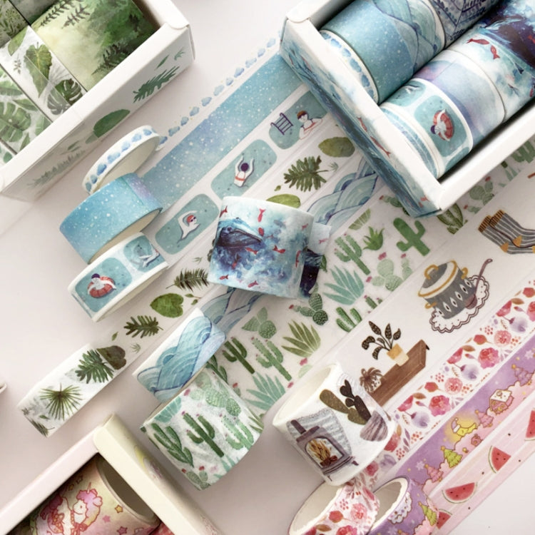 Set di 8 rotoli/scatola di nastri di carta per manuali di base, set di materiali per piccoli nastri decorativi fai-da-te per ragazze fresche, adesivi per conti a mano antichi, (Life, Green, Blue Rhythm, Dream Love, Fruity Time, Dreamland