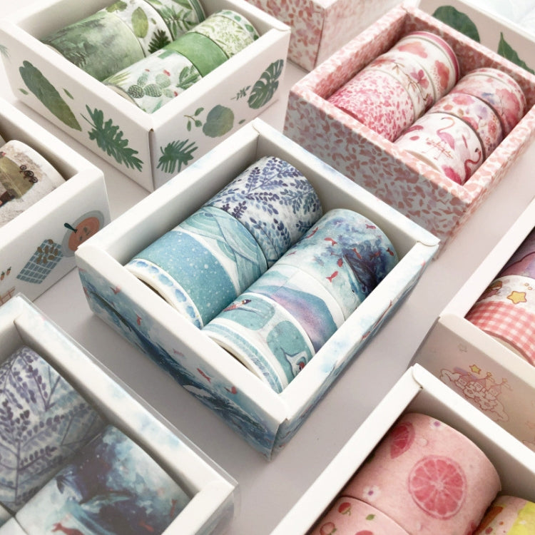 Set di 8 rotoli/scatola di nastri di carta per manuali di base, set di materiali per piccoli nastri decorativi fai-da-te per ragazze fresche, adesivi per conti a mano antichi, (Life, Green, Blue Rhythm, Dream Love, Fruity Time, Dreamland