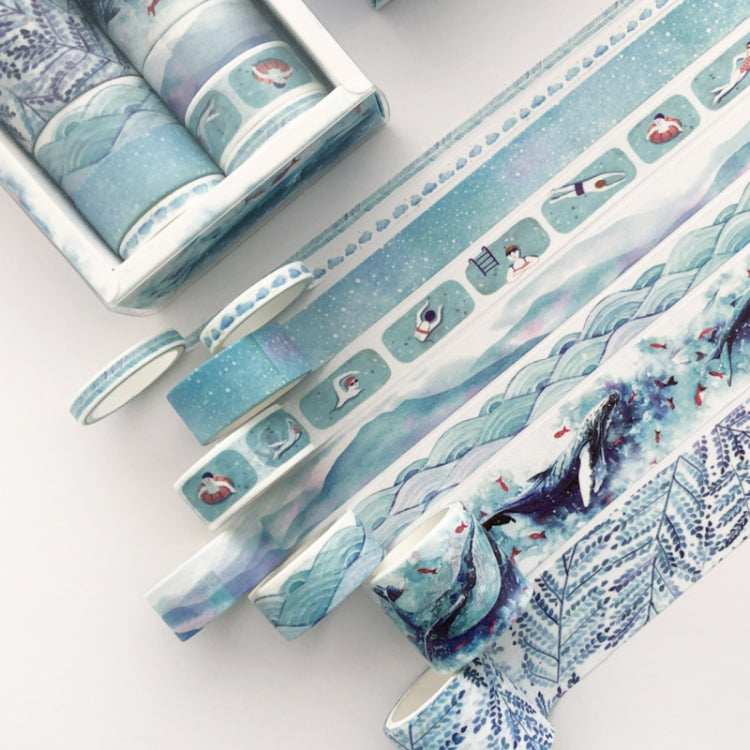 Set di 8 rotoli/scatola di nastri di carta per manuali di base, set di materiali per piccoli nastri decorativi fai-da-te per ragazze fresche, adesivi per conti a mano antichi, (Life, Green, Blue Rhythm, Dream Love, Fruity Time, Dreamland