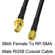 Cavo adattatore coassiale SMA femmina a RP-SMA maschio RG58, SMA Female To RP-SMA Male 0.5m, SMA Female To RP-SMA Male 1m, SMA Female To RP-SMA Male 1.5m, SMA Female To RP-SMA Male 3m, SMA Female To RP-SMA Male 5m, SMA Female To RP-SMA Male 10m
