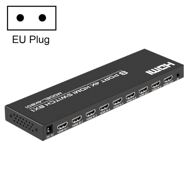 FJGEAR FJ-4K801 Commutatore video HD HDMI 4K 8 ingressi 1 uscita, FJ-4K801 US Plug, FJ-4K801 EU Plug