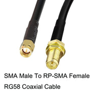 Cavo adattatore coassiale SMA maschio a RP-SMA femmina RG58, SMA Male To RP-SMA Female 0.5m, SMA Male To RP-SMA Female 1m, SMA Male To RP-SMA Female 1.5m, SMA Male To RP-SMA Female 3m, SMA Male To RP-SMA Female 5m, SMA Male To RP-SMA Female 10m
