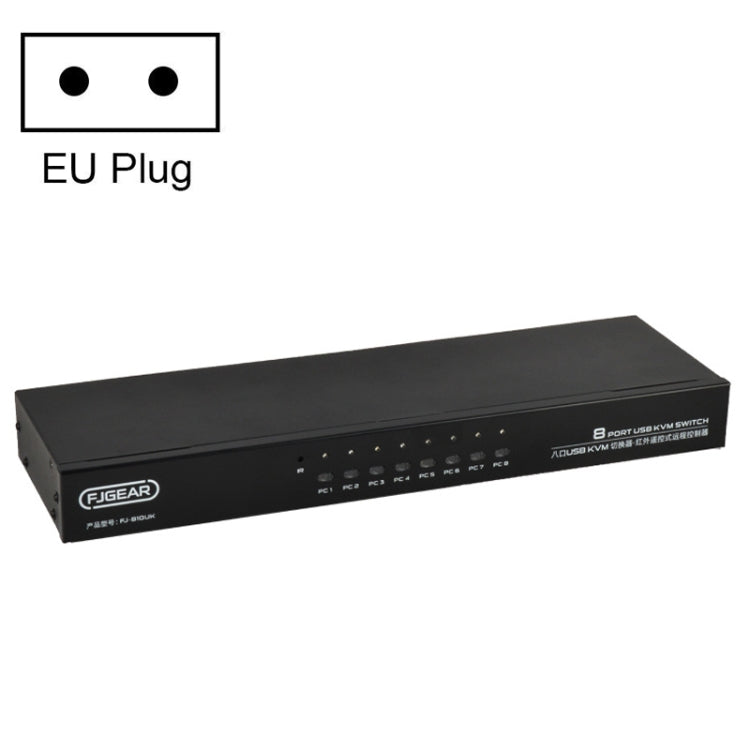 Switch KVM USB 8 ingressi 1 uscita FJGEAR FJ-810UK con switch desktop, FJ-810UK EU Plug, FJ-810UK US Plug