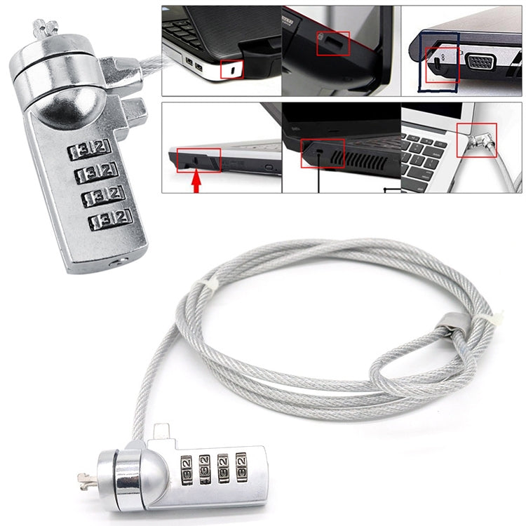 Blocco password antifurto universale per notebook con blocco computer a quattro cifre, Diameter 3.5 mm Length 1.2 m, Diameter 3.5 mm Length 1.5 m, Diameter 3.5 mm Length 1.8 m