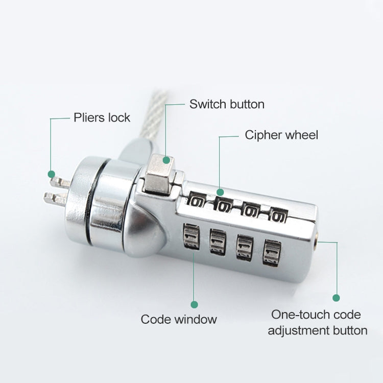 Blocco password antifurto universale per notebook con blocco computer a quattro cifre, Diameter 3.5 mm Length 1.2 m, Diameter 3.5 mm Length 1.5 m, Diameter 3.5 mm Length 1.8 m