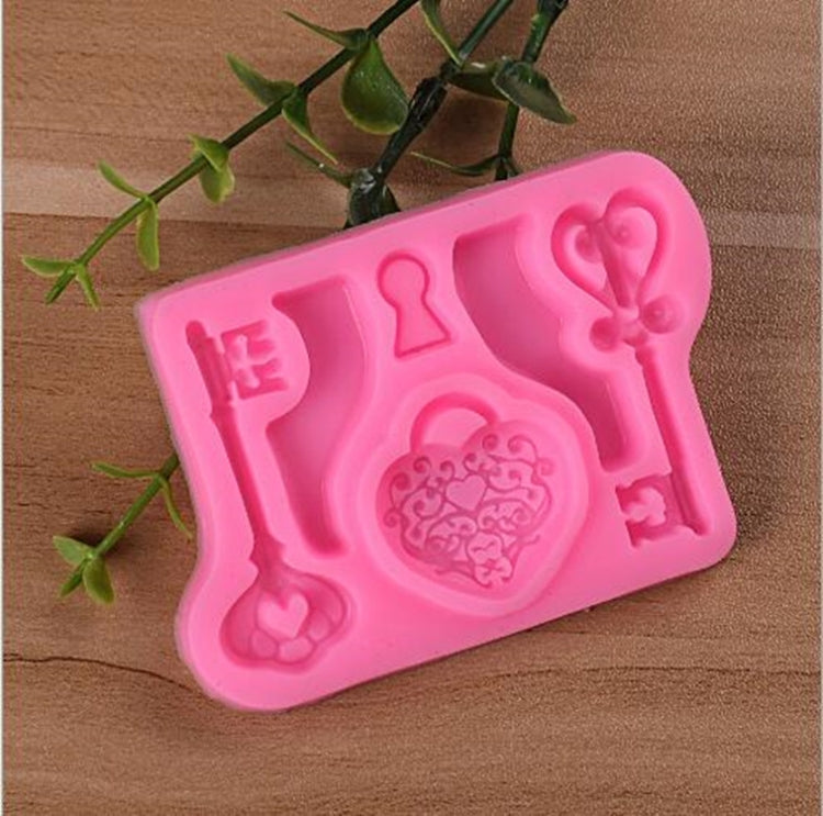 2 pezzi di cibo amore serratura chiave fondente stampo in silicone fai da te strumento di decorazione della torta, Food Love Lock Key Shape