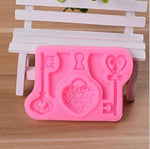 2 pezzi di cibo amore serratura chiave fondente stampo in silicone fai da te strumento di decorazione della torta, Food Love Lock Key Shape