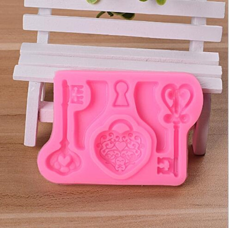 2 pezzi di cibo amore serratura chiave fondente stampo in silicone fai da te strumento di decorazione della torta, Food Love Lock Key Shape