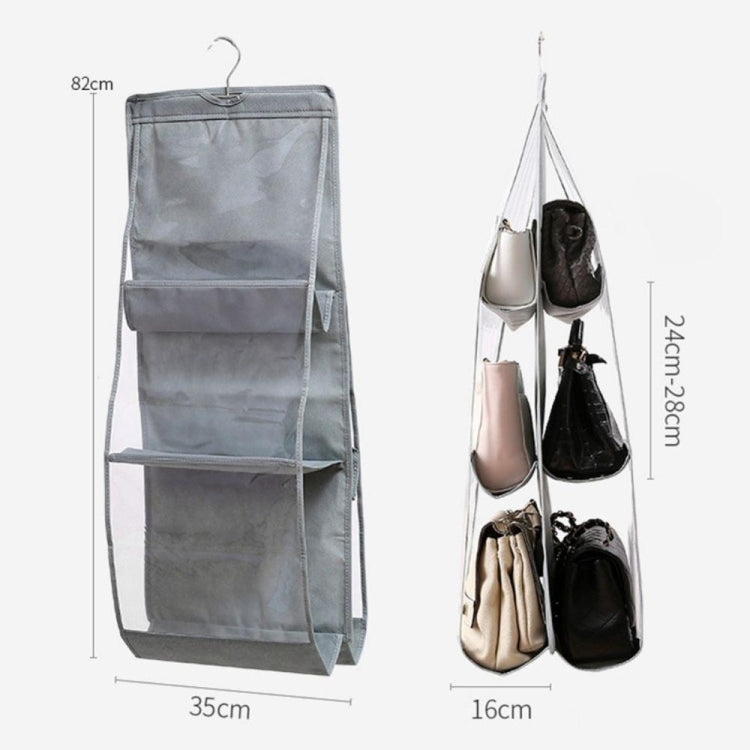 Organizer per borsetta pieghevole con 6 tasche e 3 strati, Black, Gray
