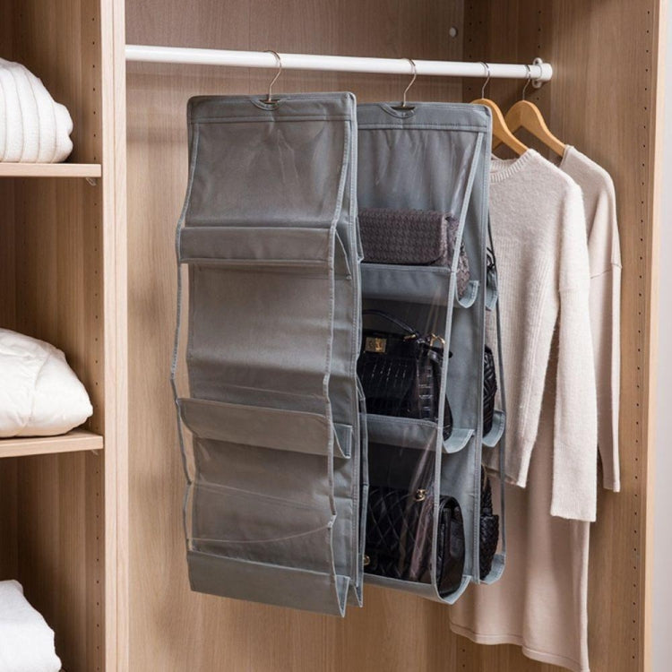 Organizer per borsetta pieghevole con 6 tasche e 3 strati, Black, Gray