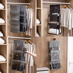 Organizer per borsetta pieghevole con 6 tasche e 3 strati, Black, Gray