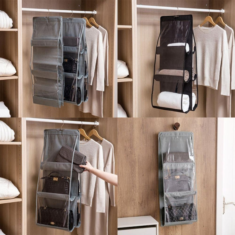 Organizer per borsetta pieghevole con 6 tasche e 3 strati, Black, Gray