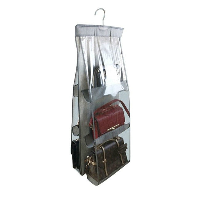 Organizer per borsetta pieghevole con 6 tasche e 3 strati, Black, Gray