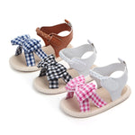 Scarpe estive antiscivolo per bambina con fiocco scozzese