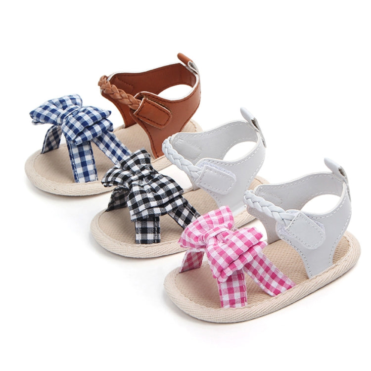 Scarpe estive antiscivolo per bambina con fiocco scozzese