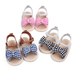 Scarpe estive antiscivolo per bambina con fiocco scozzese