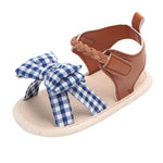 Scarpe estive antiscivolo per bambina con fiocco scozzese