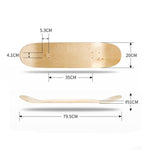 Skateboard a quattro ruote Tavola ruvida con superficie per skateboard a doppio rilievo in acero a 8 strati, 31 x 8 inch