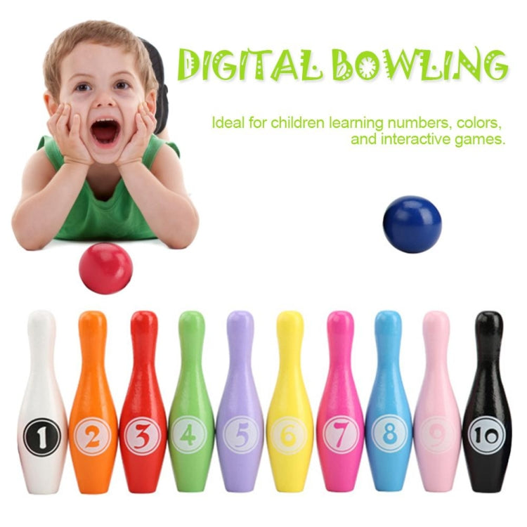 Cartone animato in legno Bowling digitale Bambini Educativi Giocattoli interattivi genitore-figlio Giocattoli sportivi all'aria aperta