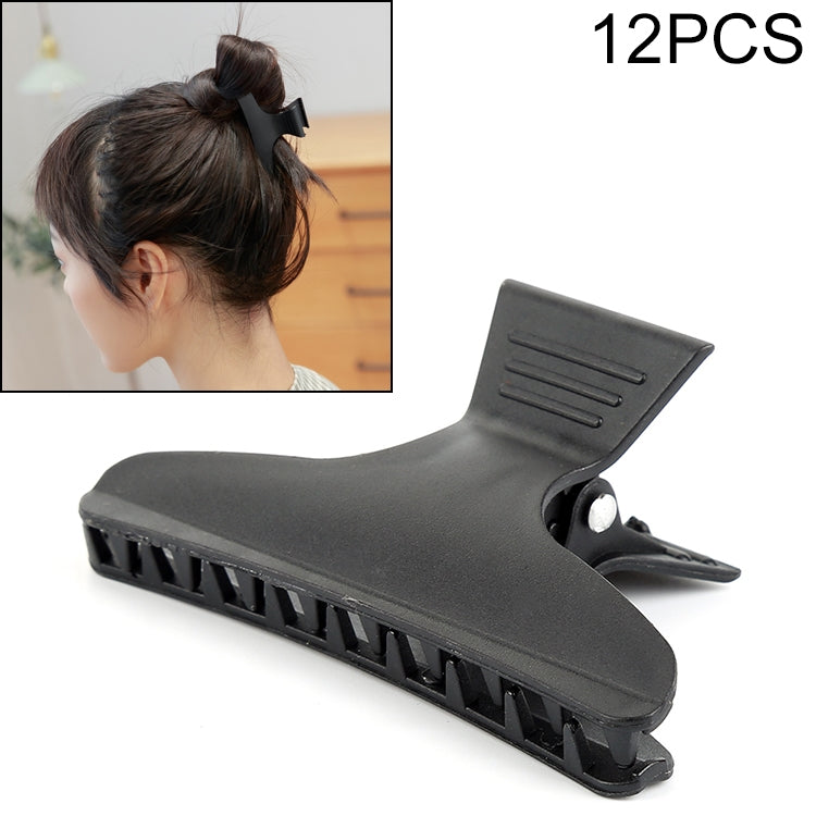 Clip a farfalla per parrucchiere in plastica nera 12 pezzi