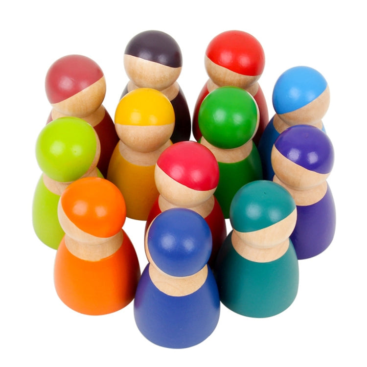 Giocattoli blocchi in legno educativi arcobaleno 12 pezzi