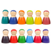 12 pezzi/set giocattoli per blocchi di bambole in legno per bambini che imparano l'educazione ai colori dell'arcobaleno, Rainbow Color