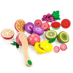 Frutta e verdura tagliate magnetiche in legno per bambini Giochi da cucina per bambini con musica da taglio, YLB-14 PCS Vegetable Basket, YLB-12 PCS Fruit Basket