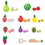Frutta e verdura tagliate magnetiche in legno per bambini Giochi da cucina per bambini con musica da taglio, YLB-14 PCS Vegetable Basket, YLB-12 PCS Fruit Basket